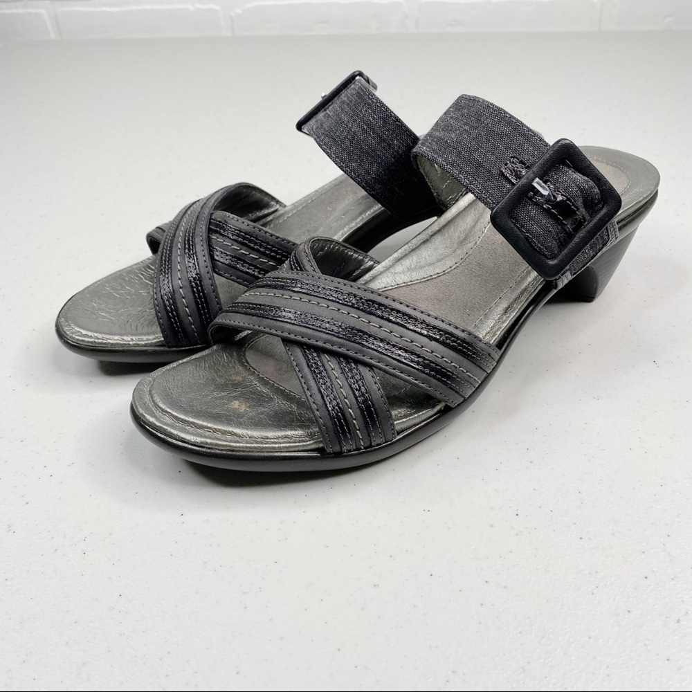NAOT Heeled Sandal Shoe Black Gray 40